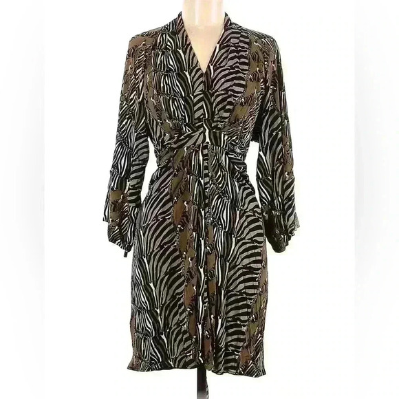 Banana Republic Issa collection Zebra Print Bow& Tie Mini Silhouette Dress Sz 6 - Picture 10 of 10